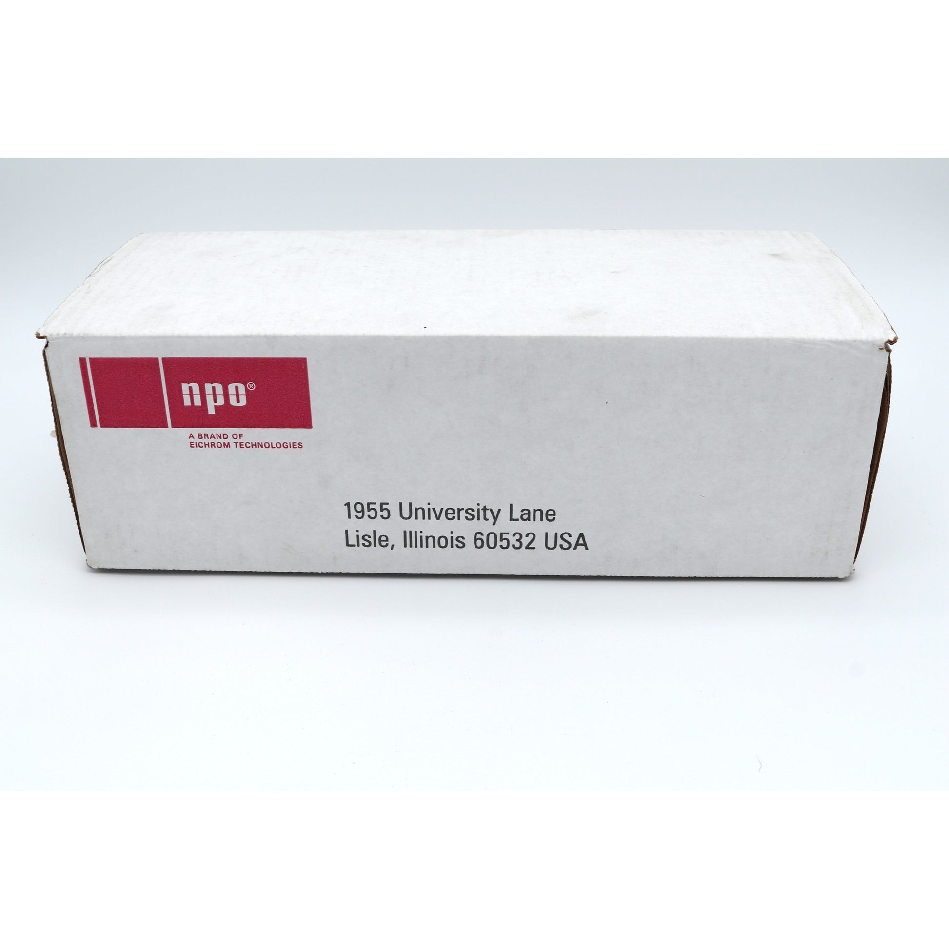 White box with APC logo and address on a white background
