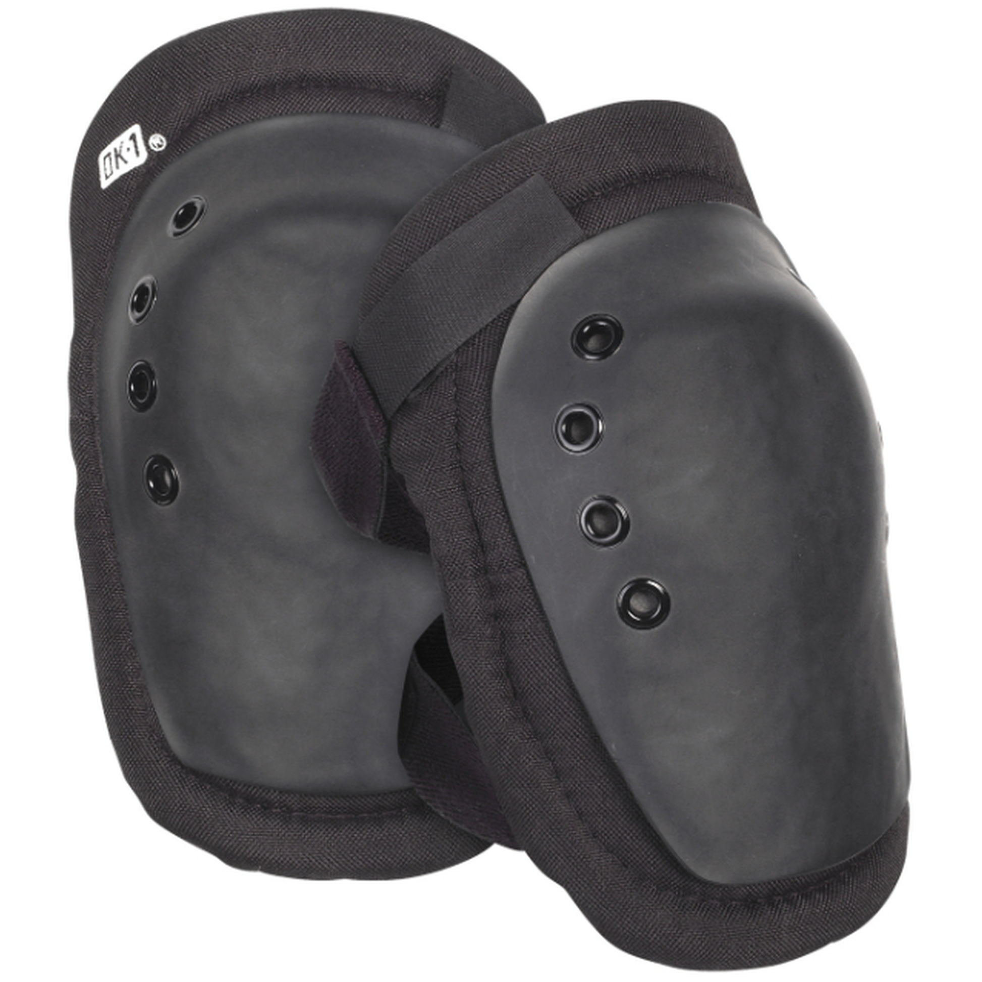 Pair of black knee pads on a white background