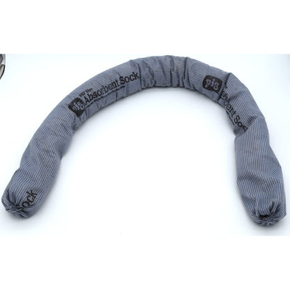 Gray absorbent sock on a white background