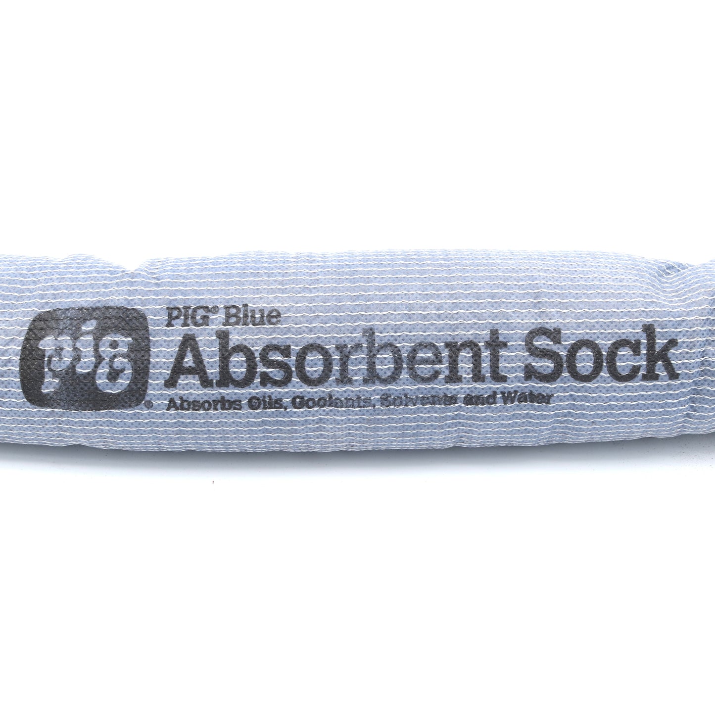 Absorbent sock with PIG Blue branding on a white background