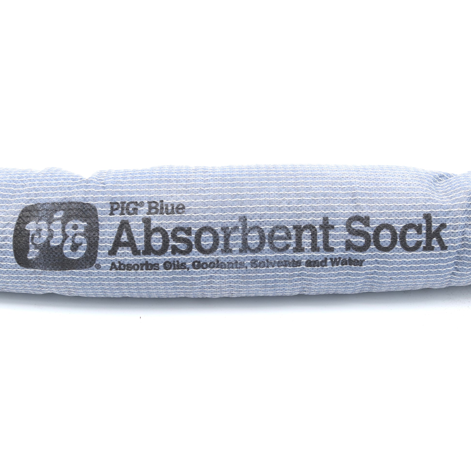 Absorbent sock with PIG Blue branding on a white background