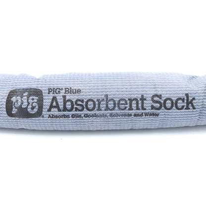 Absorbent sock with PIG Blue branding on a white background
