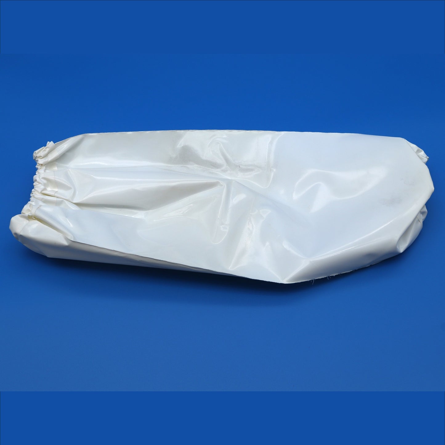 White plastic bag on a blue background