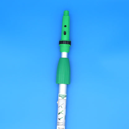 Green and silver telescopic pole on a blue background