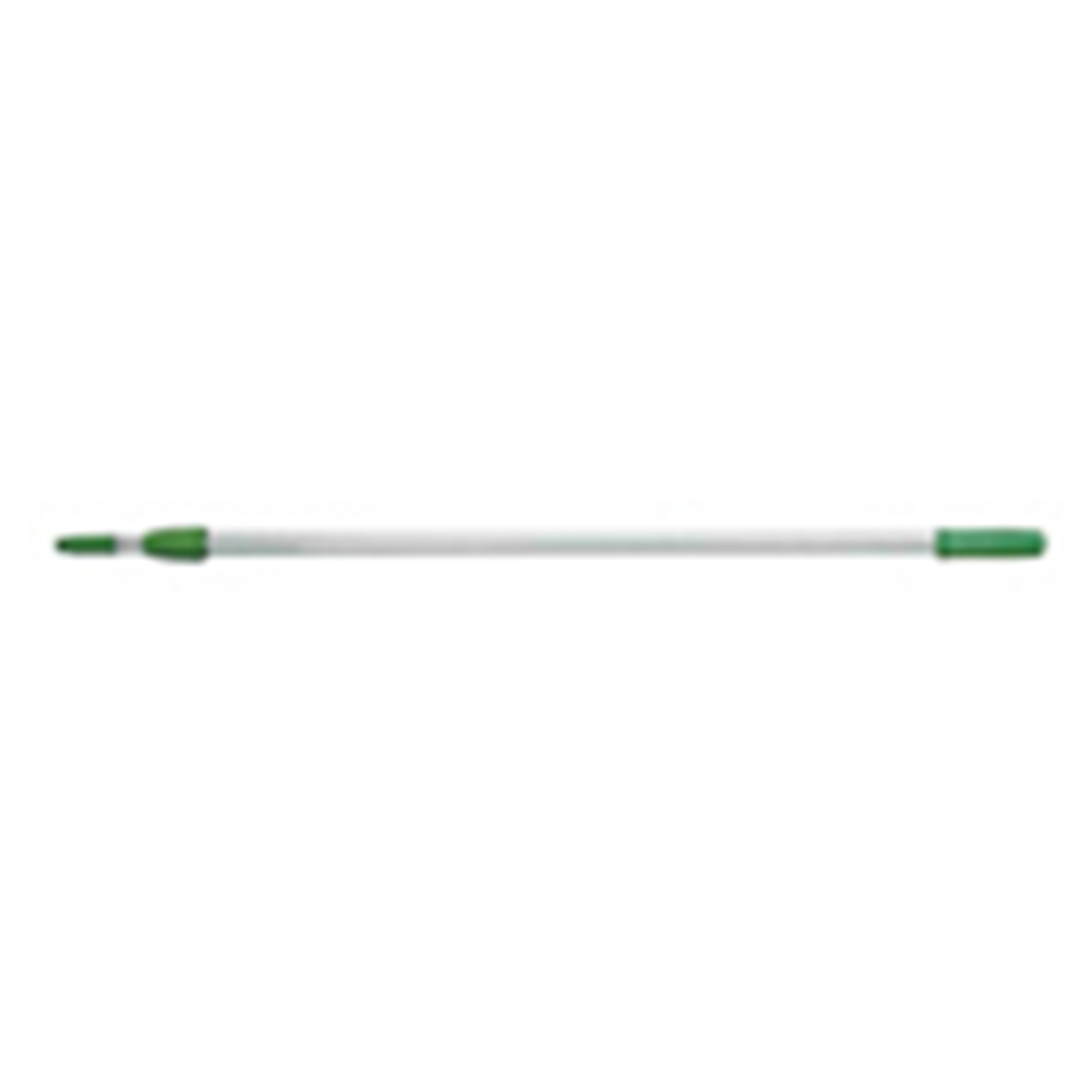 Long cylindrical object with green ends on a white background