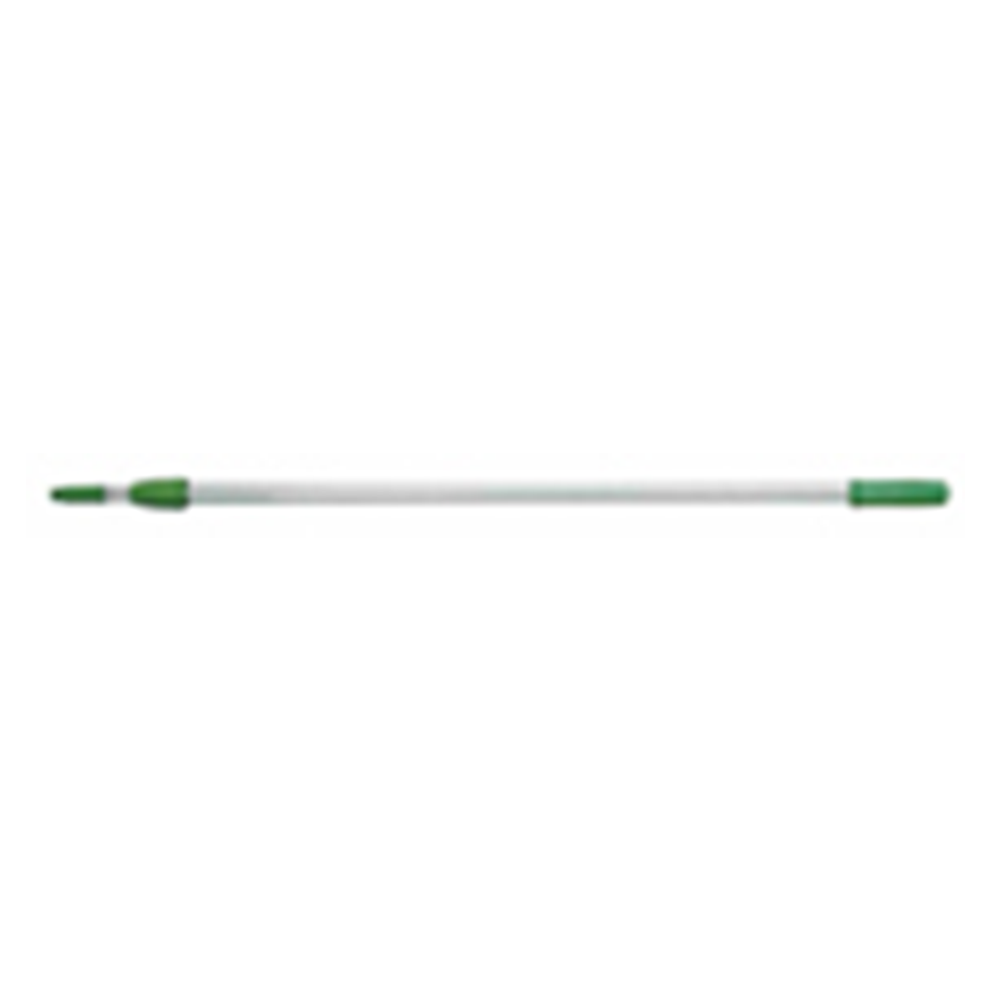 Long cylindrical object with green ends on a white background