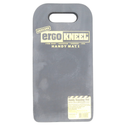 Gray kneeling mat with Ergo Kneel branding on a white background