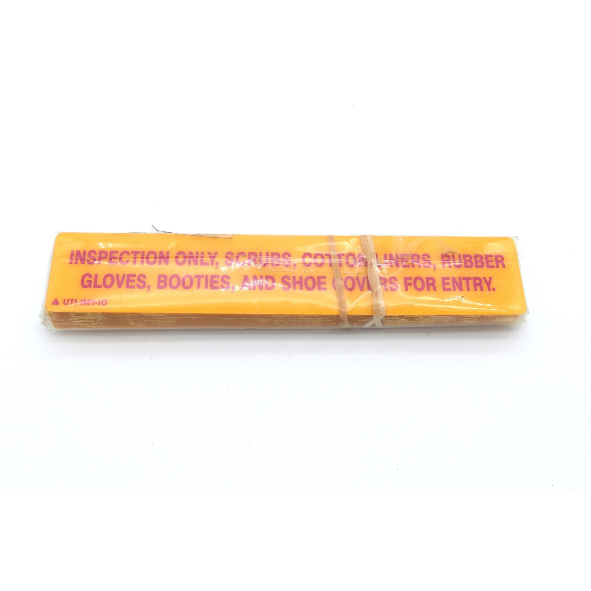 Packaged item with text on a white background