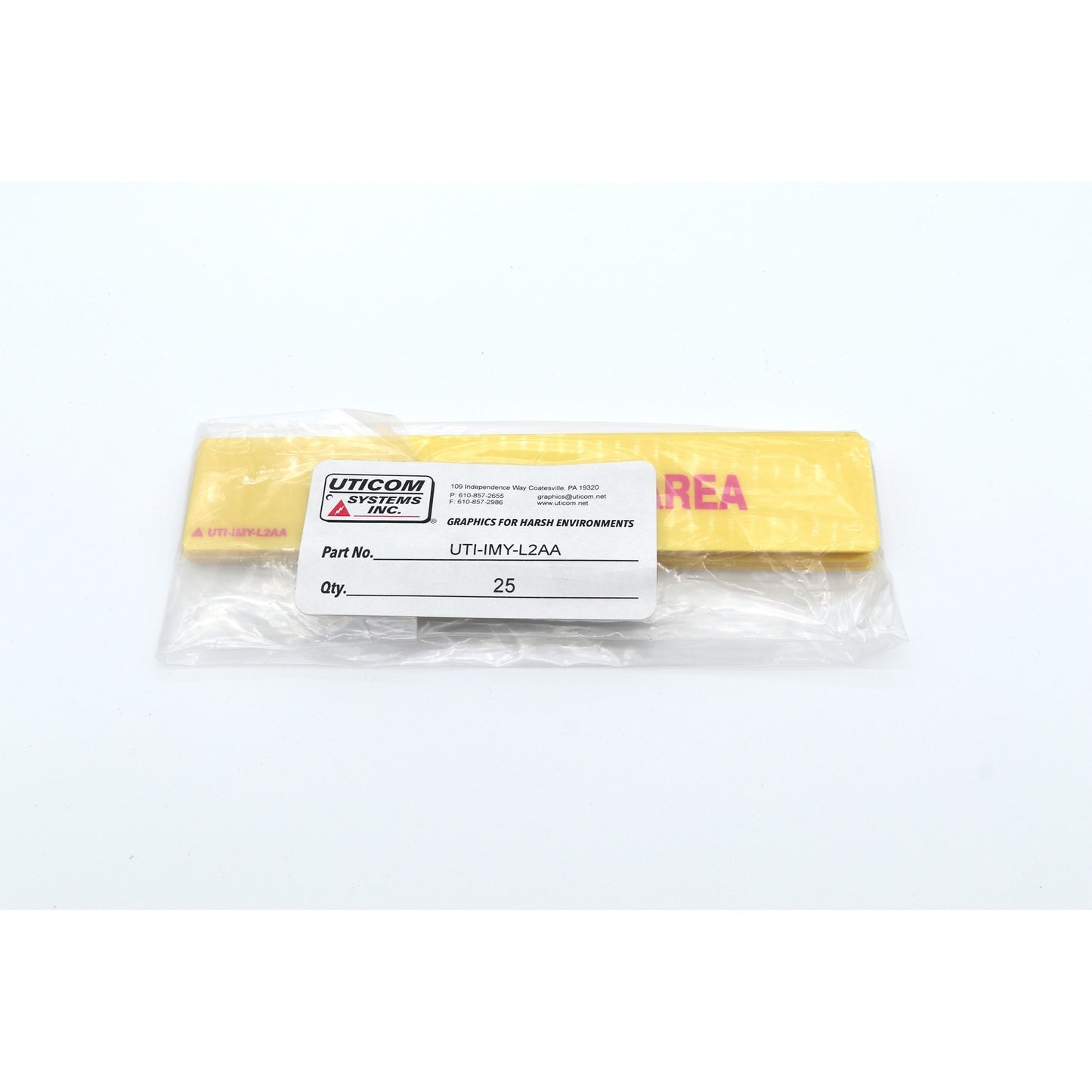 Packaged product with a label on a white background