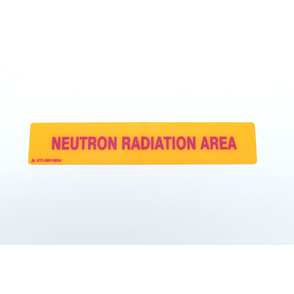 Yellow sign with 'Neutron Radiation Area' text on a white background