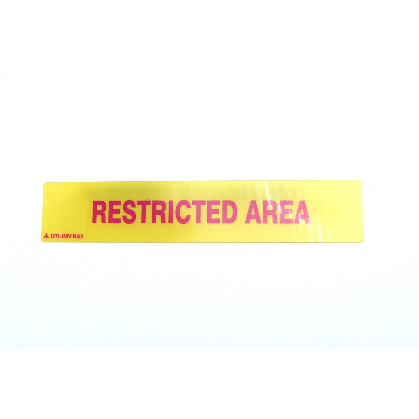 Yellow caution tape with 'RESTRICTED AREA' text on a white background