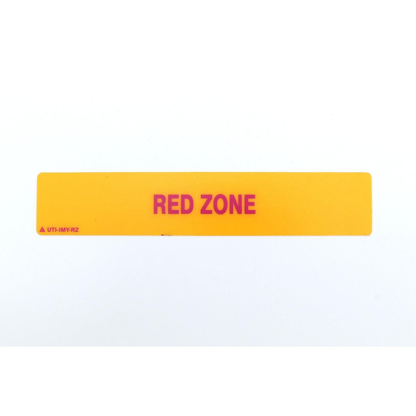 Yellow strip with 'RED ZONE' text on a white background