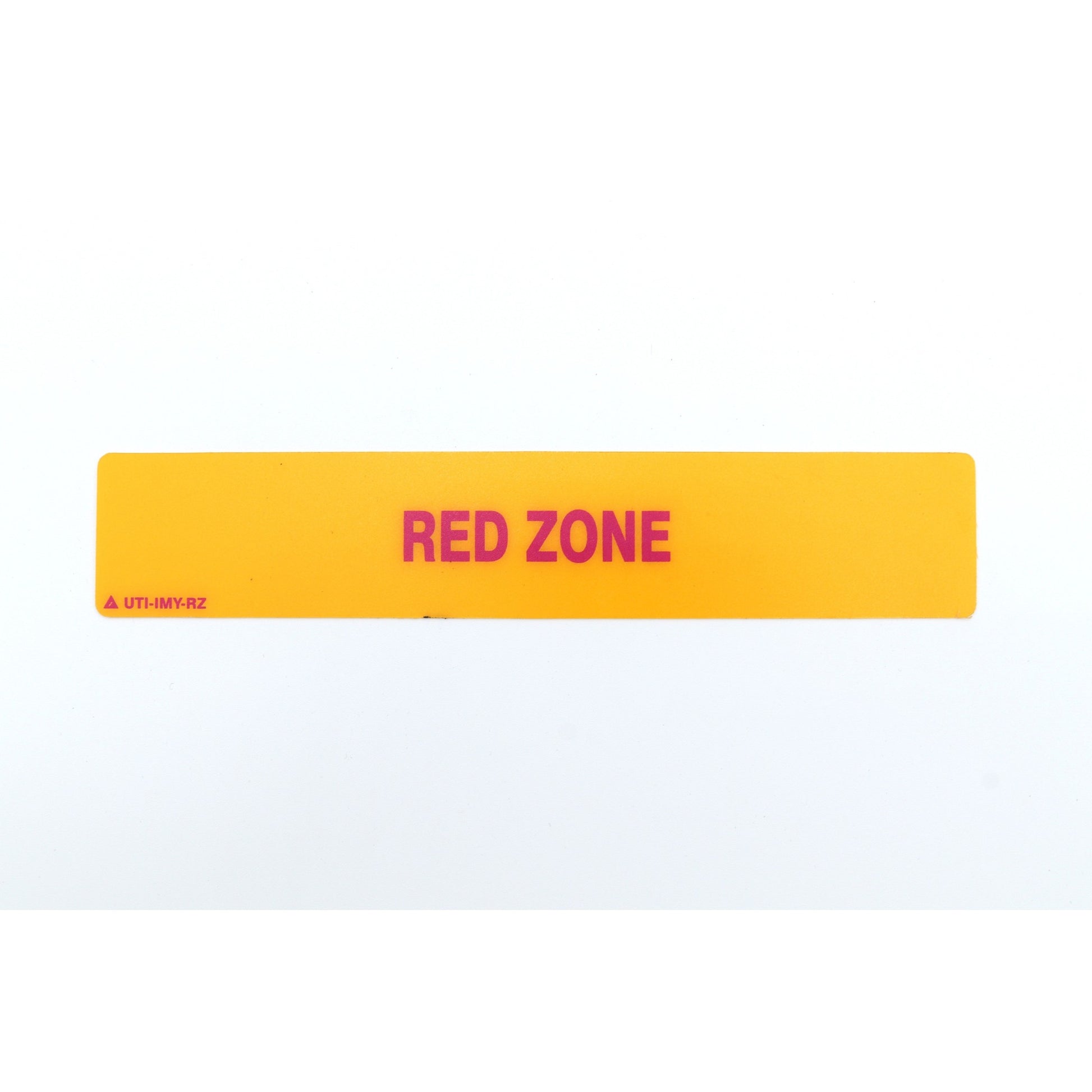Yellow strip with 'RED ZONE' text on a white background