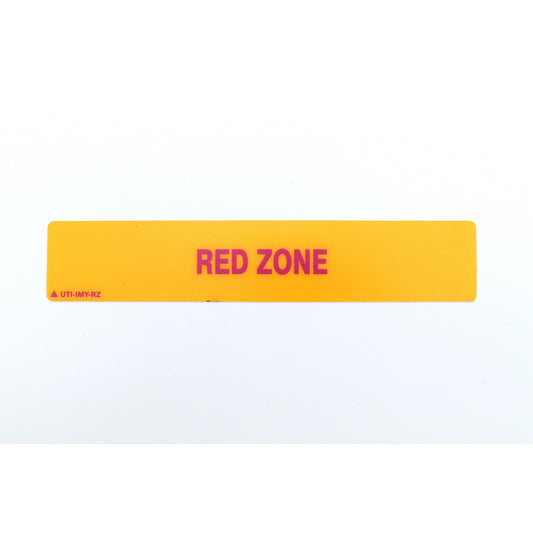 Yellow strip with 'RED ZONE' text on a white background
