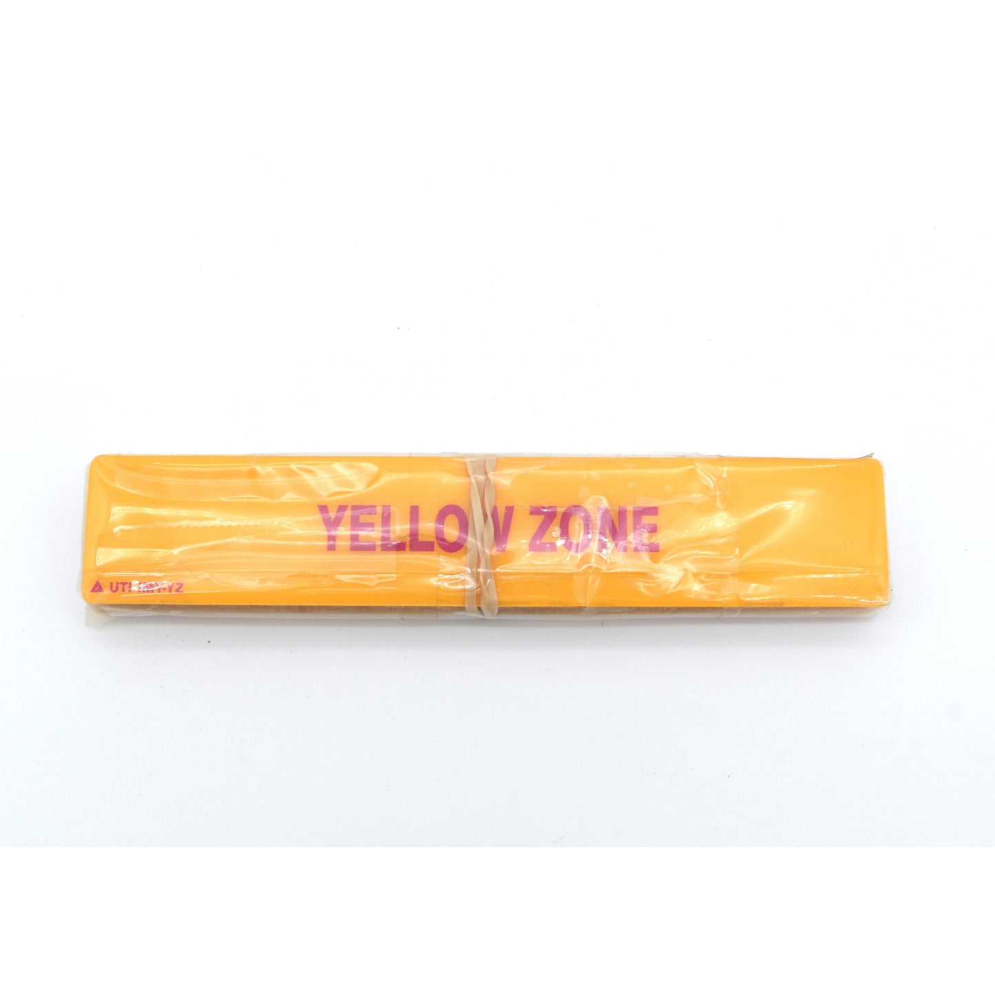 Yellow rectangular object with 'YELLOW ZONE' text on a white background