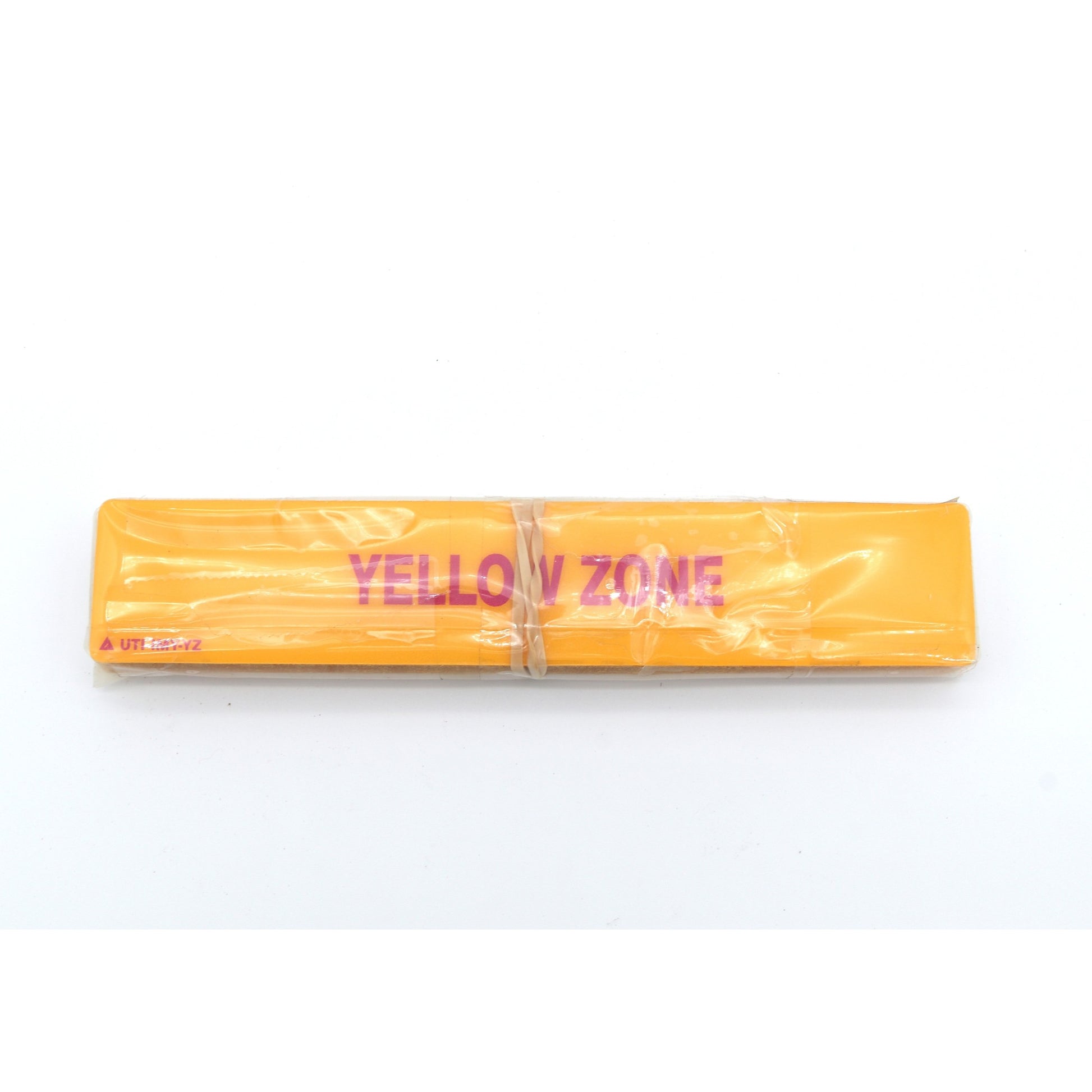 Yellow rectangular object with 'YELLOW ZONE' text on a white background