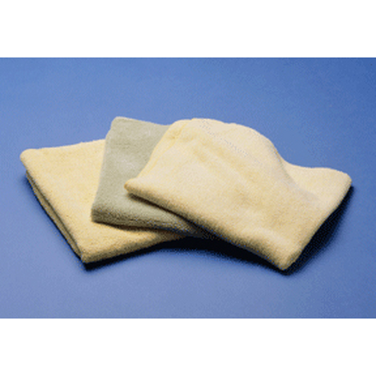 Three beige cleaning cloths on a blue background
