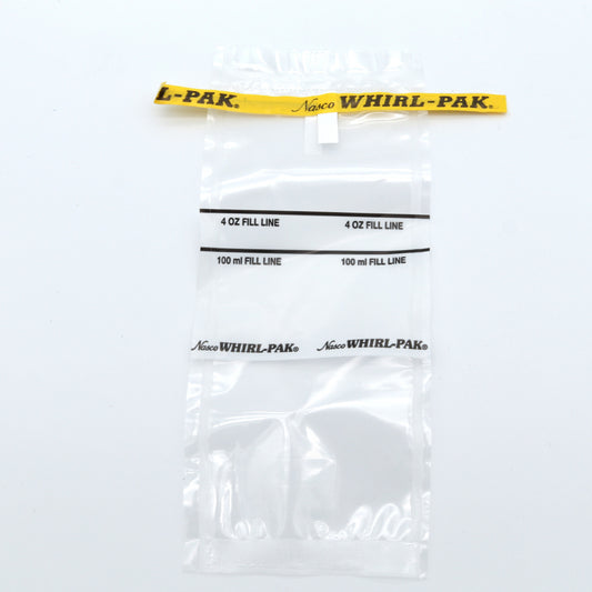 Clear plastic bag with 'Nasco WHIRL-PAK' branding on a white background