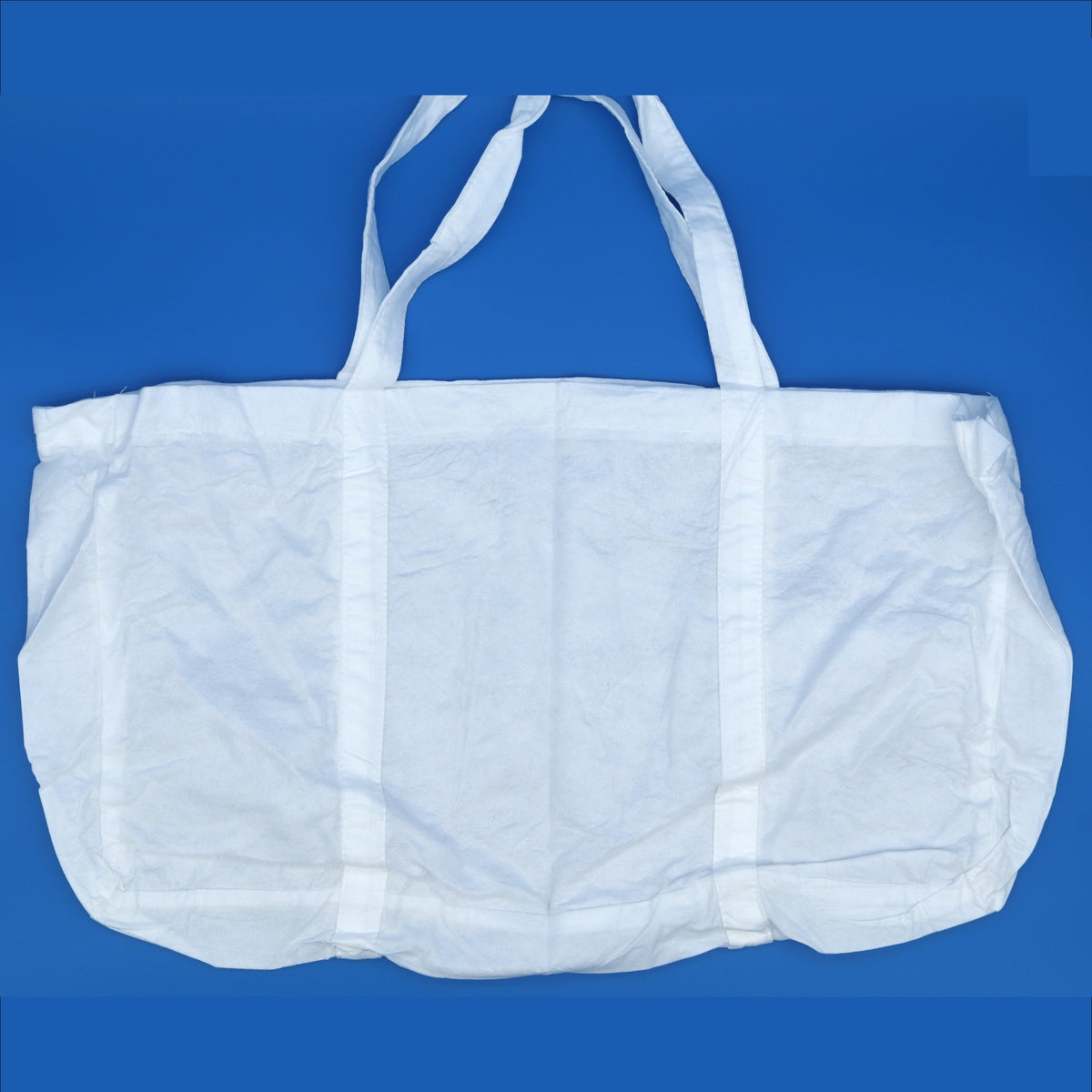 White disposable bag on a blue background