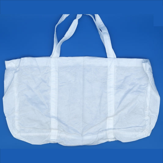 White disposable bag on a blue background