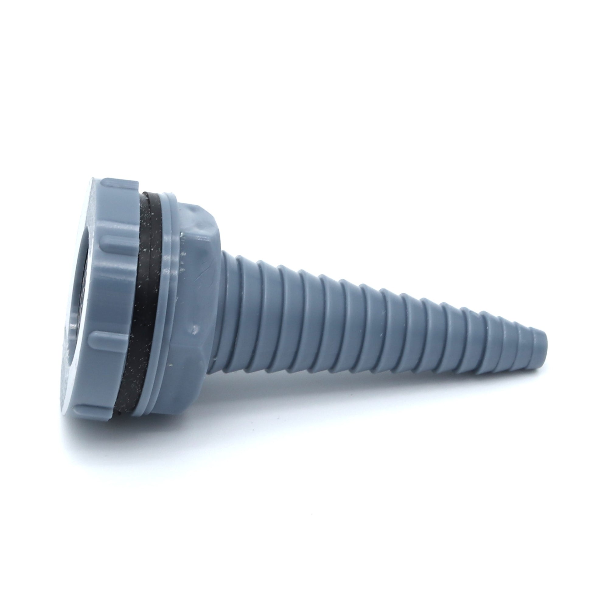 Gray plastic drain hose on a white background