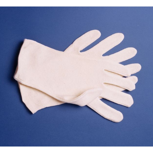 Pair of white gloves on a blue background