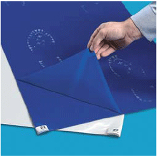 Blue protective sheet with circular cutouts on a blue background