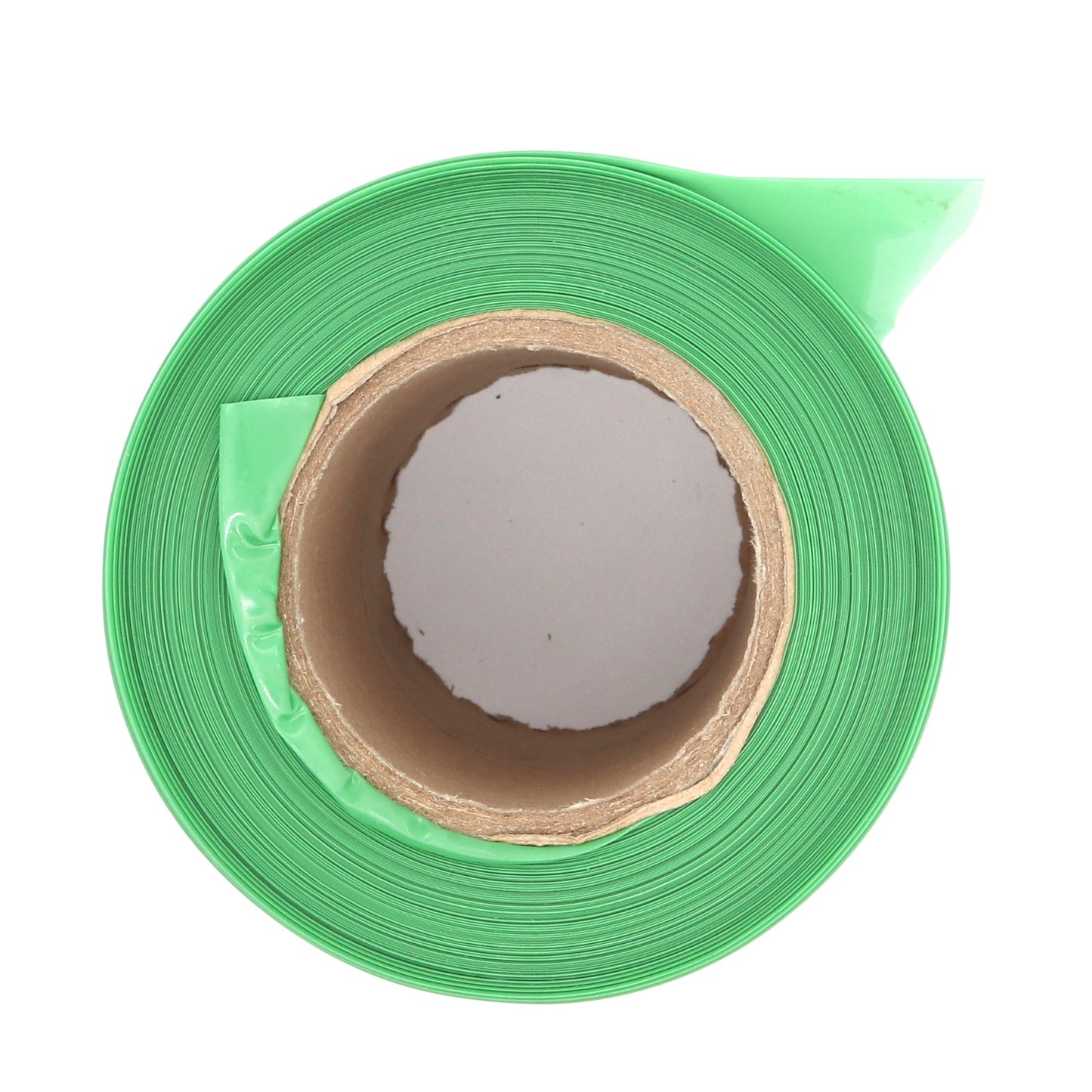 Roll of green flagging tape on a white background