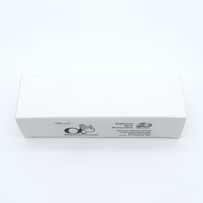 White box with branding on a white background