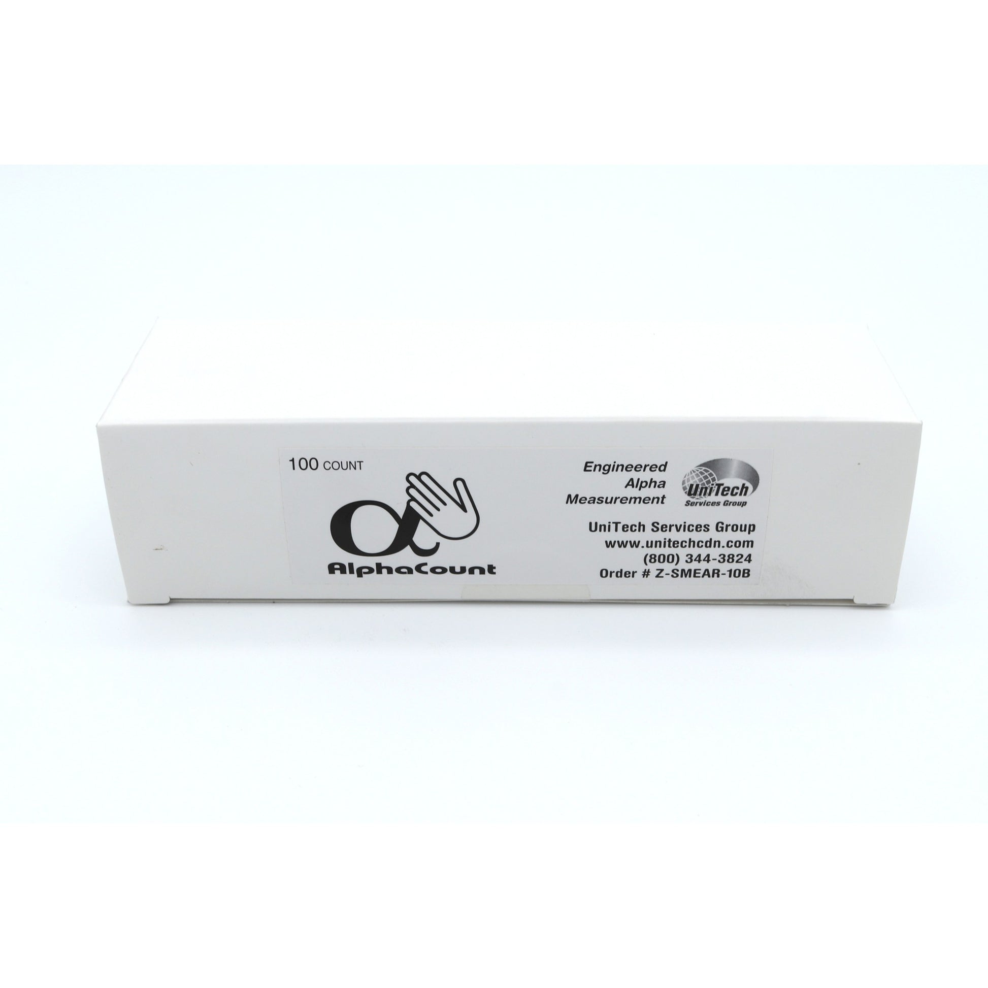 AlphaCount box with branding and contact information on a white background